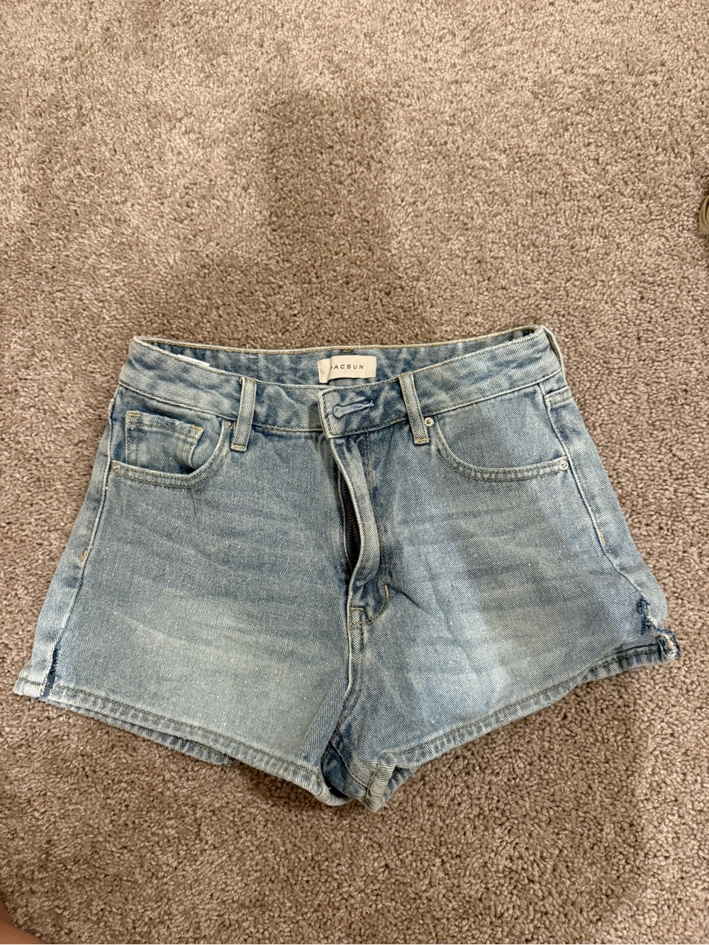 PacSun Light Blue Sparkly High Rise Festival Denim Shorts